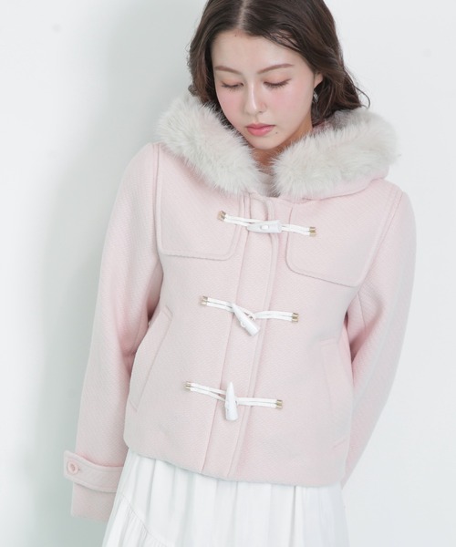◇フェイクファー付ショートダッフルコート（ダッフルコート