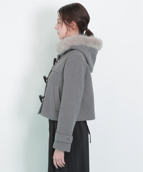 ◇フェイクファー付ショートダッフルコート（ダッフルコート）｜JILL