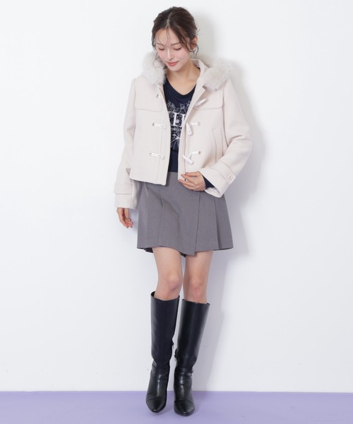 ◇フェイクファー付ショートダッフルコート（ダッフルコート）｜JILL