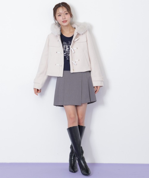 ◇フェイクファー付ショートダッフルコート（ダッフルコート）｜JILL