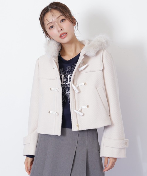 ◇フェイクファー付ショートダッフルコート（ダッフルコート