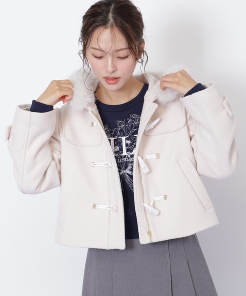 ◇フェイクファー付ショートダッフルコート（ダッフルコート