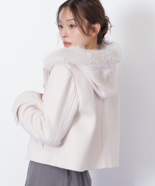 ◇フェイクファー付ショートダッフルコート（ダッフルコート）｜JILL