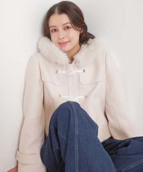 ◇フェイクファー付ショートダッフルコート（ダッフルコート