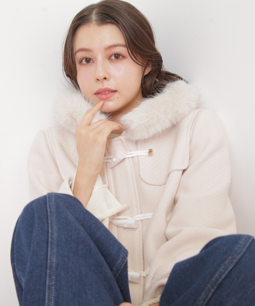 ◇フェイクファー付ショートダッフルコート（ダッフルコート