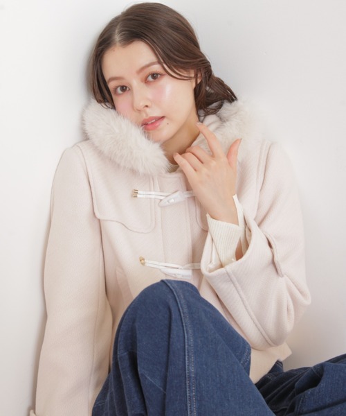 ◇フェイクファー付ショートダッフルコート（ダッフルコート