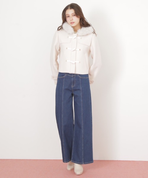 ◇フェイクファー付ショートダッフルコート（ダッフルコート