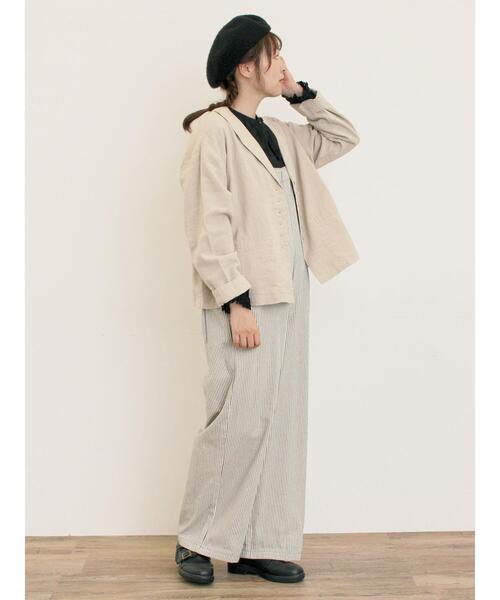 セール】【Cross×Linen】ショールカラージャケット（ノーカラー