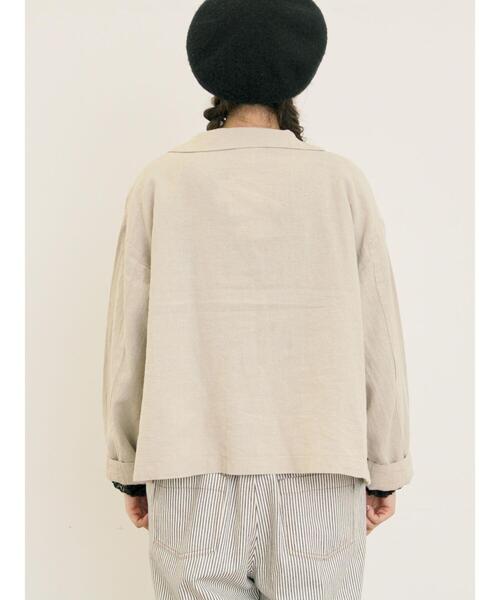 Samansa Mos2（サマンサ モスモス）の「【Cross×Linen】ショールカラージャケット（ノーカラージャケット・レディース・チャコールグレー/ベージュ/キナリ/ブラック・F）」の9枚目の写真