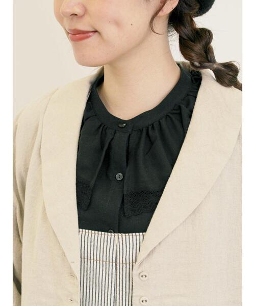 新品サマンサモスモスクロスリネンショールカラージャケット Cross×Linen】ショールカラージャケット（チャコールグレー