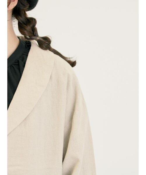 Cross×Linen ショールカラージャケット Cross×Linen】ショールカラージャケット（チャコールグレー