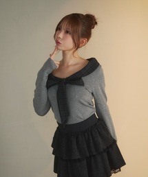 TITTY&CO. | チェックカラーリボンニット(ニット/セーター)