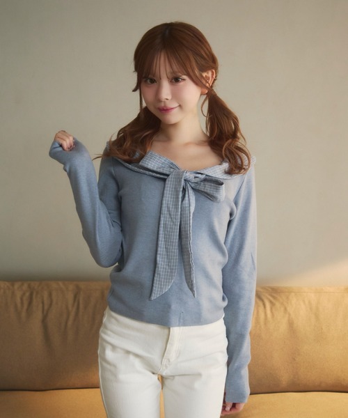 セール】チェックカラーリボンニット（ニット/セーター）｜TITTY&CO