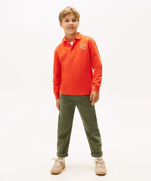 TOMMY HILFIGER（トミーヒルフィガー）の「BOYS マルチプリントロングスリーブポロシャツ（ポロシャツ・キッズ・オレンジ・130cm/140cm/160cm/150cm）」の3枚目の写真