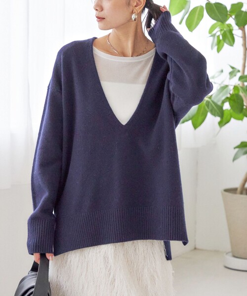 手洗い可能〉ウール カシミヤ Vネック プルオーバー（ニット/セーター