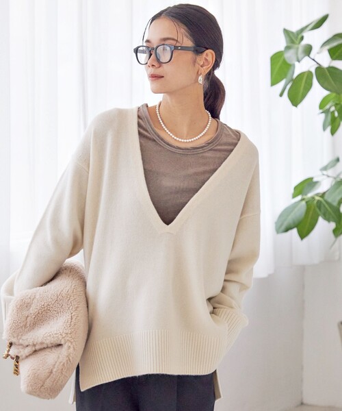 手洗い可能〉ウール カシミヤ Vネック プルオーバー（ニット/セーター