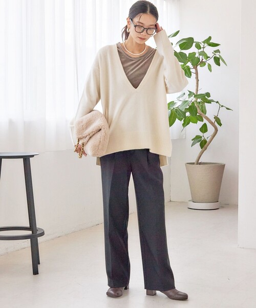 セール】〈手洗い可能〉ウール カシミヤ Vネック プルオーバー（ニット