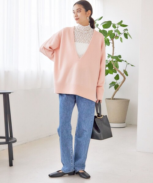SHIPS(シップス)の「〈手洗い可能〉ウール カシミヤ Vネック プルオーバー(ニット/セーター・レディース・ネイビー/ピンク/レッド/オフホワイト・ONE SIZE)」の21枚目の写真
