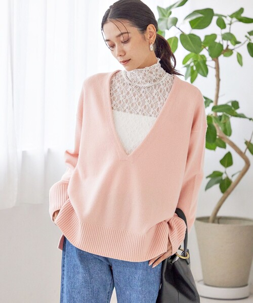 SHIPS(シップス)の「〈手洗い可能〉ウール カシミヤ Vネック プルオーバー(ニット/セーター・レディース・ネイビー/ピンク/レッド/オフホワイト・ONE SIZE)」の22枚目の写真