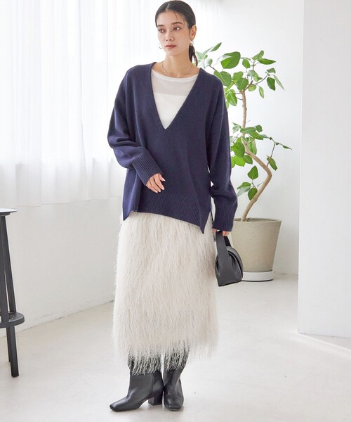 セール】〈手洗い可能〉ウール カシミヤ Vネック プルオーバー（ニット