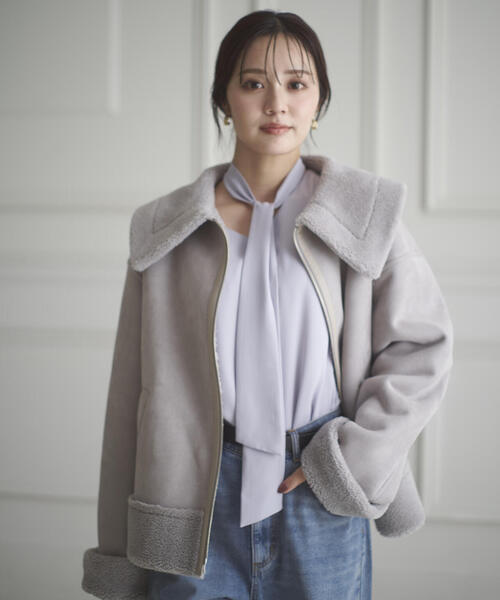 PROPORTION BODY DRESSING（プロポーションボディドレッシング）の「フェイクムートン / 1215255006（ムートンコート・レディース・グレー/ベージュ・MEDIUM/SMALL）」の19枚目の写真