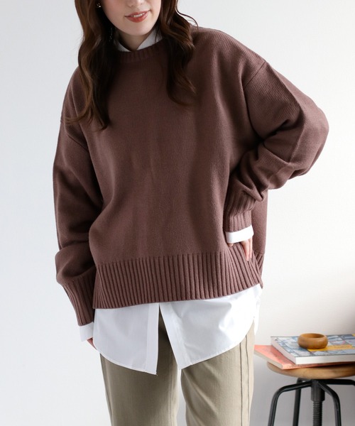 cepo（セポ）の「カシミアタッチクルーネックニット〈ウォッシャブル〉（ニット/セーター・レディース・ブラック/オフホワイト/レッド/イエロー/ブラウン・M）」の3枚目の写真