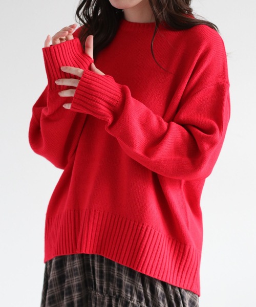 cepo（セポ）の「カシミアタッチクルーネックニット〈ウォッシャブル〉（ニット/セーター・レディース・ブラック/オフホワイト/レッド/イエロー/ブラウン・M）」の5枚目の写真