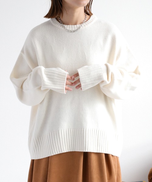 cepo（セポ）の「カシミアタッチクルーネックニット〈ウォッシャブル〉（ニット/セーター・レディース・ブラック/オフホワイト/レッド/イエロー/ブラウン・M）」の2枚目の写真