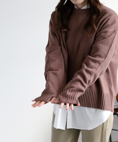 cepo（セポ）の「カシミアタッチクルーネックニット〈ウォッシャブル〉（ニット/セーター・レディース・ブラック/オフホワイト/レッド/イエロー/ブラウン・M）」の6枚目の写真