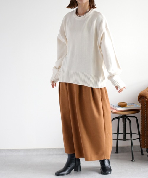 cepo（セポ）の「カシミアタッチクルーネックニット〈ウォッシャブル〉（ニット/セーター・レディース・ブラック/オフホワイト/レッド/イエロー/ブラウン・M）」の7枚目の写真