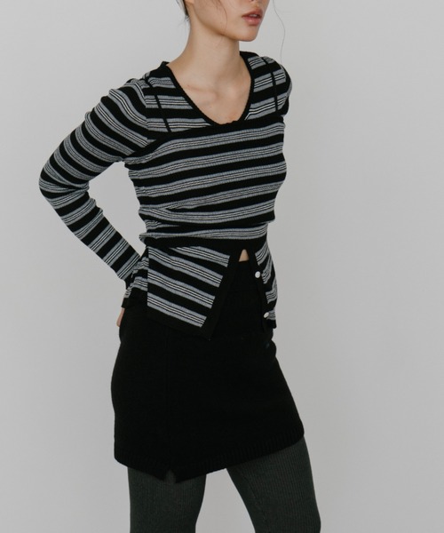 duei（デュイ）の「ニットミニスカート（スカート・レディース・グレー/ブラック・FREE）」の18枚目の写真