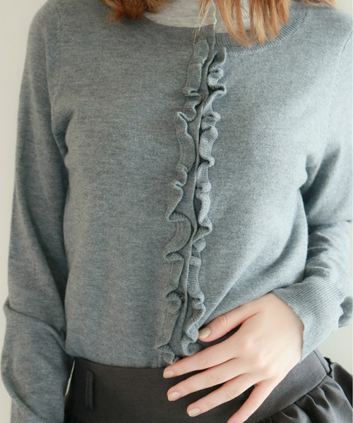 mic by Olu.(ミックバイオルドット)の「フリルレイヤードカーディガン(カーディガン/ボレロ・レディース・グレー/レッド・FREE)」の11枚目の写真