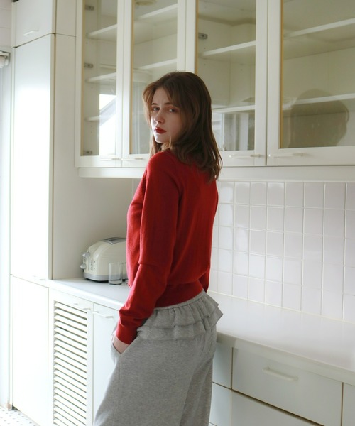 mic by Olu.(ミックバイオルドット)の「フリルレイヤードカーディガン(カーディガン/ボレロ・レディース・グレー/レッド・FREE)」の13枚目の写真