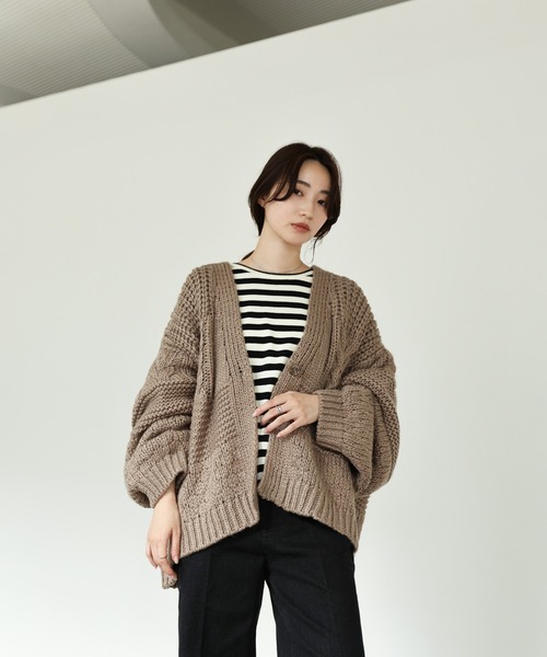 select MOCA Et（セレクトモカエト）の「【Et】Flare Sleeve Assorted Border Knit（ニット/セーター・レディース・ブラウン/ブラック/アイボリー・FREE）」の22枚目の写真
