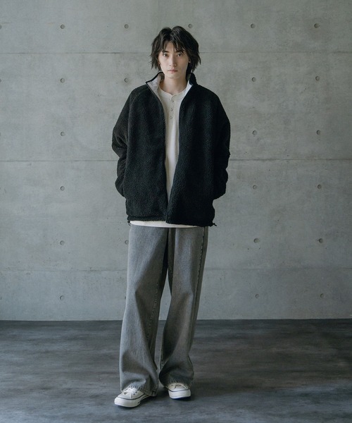 RATTLE TRAP（ラトルトラップ）の「【リバーシブル】ナイロン/フリース オーバーサイズ スタンドカラーブルゾン（ブルゾン・メンズ・グレー/ブラック・M/L/LL）」の22枚目の写真