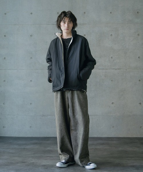 RATTLE TRAP（ラトルトラップ）の「【リバーシブル】ナイロン/フリース オーバーサイズ スタンドカラーブルゾン（ブルゾン・メンズ・グレー/ブラック・M/L/LL）」の9枚目の写真