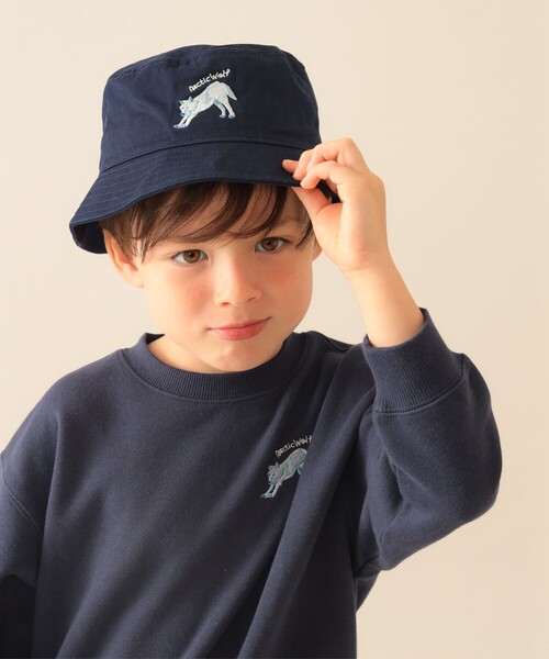 BEAMS mini（ビームスミニ）の「【COLLABORATION】那須どうぶつ王国 / UVハット 2025FW（ハット・キッズ・ベージュ/ブラウン系その他4/ネイビー・ONE SIZE）」の3枚目の写真