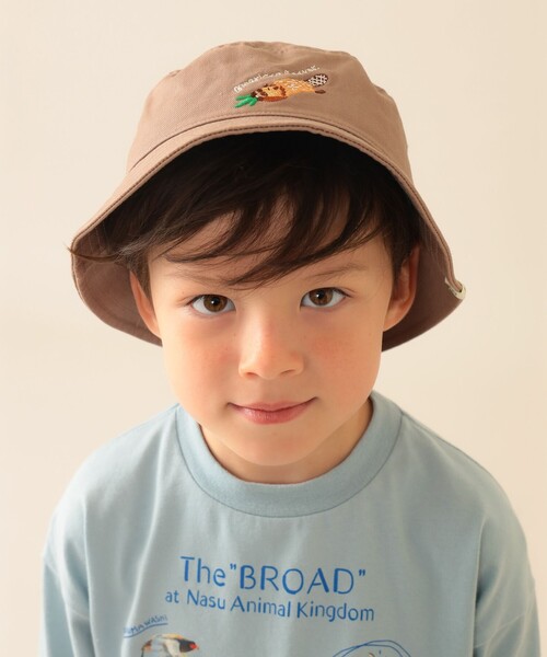 BEAMS mini（ビームスミニ）の「【COLLABORATION】那須どうぶつ王国 / UVハット 2025FW（ハット・キッズ・ベージュ/ブラウン系その他4/ネイビー・ONE SIZE）」の2枚目の写真