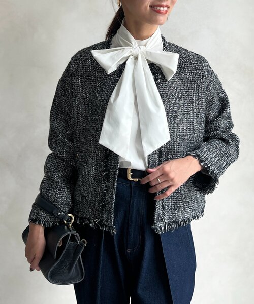 セール】【セレモニー対応可】ツイードジャケット（ブルゾン）｜Chez