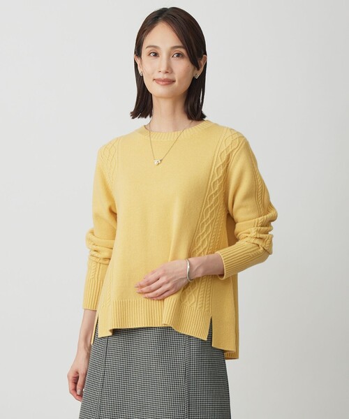 J.PRESS（ジェイプレス）の「【WEB限定カラーあり】CAT クルーネック ニット（ニット/セーター・レディース・ホワイト系/イエロー系/シルバー系/ピンク系/サックスブルー系・T13/T15）」の3枚目の写真