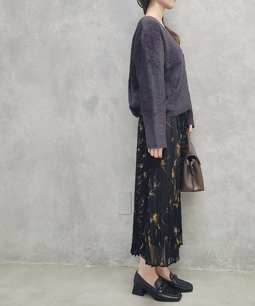 12Twelve Agenda（トゥエルブ　アジェンダ）の「Vネックシャギーミディカーディガン×インナーセット（アンサンブル・レディース・アイボリー/チャコールグレー・M）」の22枚目の写真