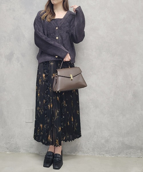 12Twelve Agenda（トゥエルブ　アジェンダ）の「Vネックシャギーミディカーディガン×インナーセット（アンサンブル・レディース・アイボリー/チャコールグレー・M）」の20枚目の写真