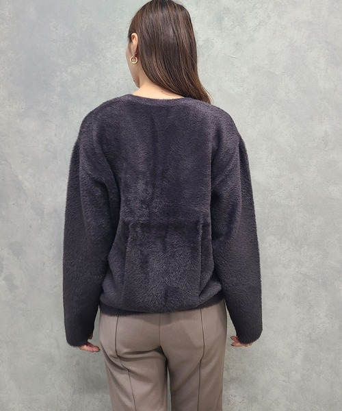 12Twelve Agenda（トゥエルブ　アジェンダ）の「Vネックシャギーミディカーディガン×インナーセット（アンサンブル・レディース・アイボリー/チャコールグレー・M）」の13枚目の写真