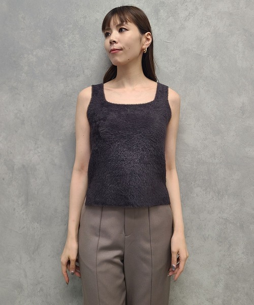 12Twelve Agenda（トゥエルブ　アジェンダ）の「Vネックシャギーミディカーディガン×インナーセット（アンサンブル・レディース・アイボリー/チャコールグレー・M）」の15枚目の写真