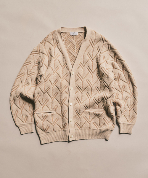 417 EDIFICE（フォーワンセブンエディフィス）の「モールパターンカーディガン（カーディガン/ボレロ・メンズ・ブラック/ホワイト/ベージュ・MEDIUM/LARGE）」の2枚目の写真