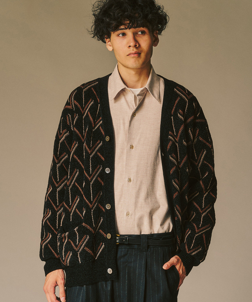 417 EDIFICE（フォーワンセブンエディフィス）の「モールパターンカーディガン（カーディガン/ボレロ・メンズ・ブラック/ホワイト/ベージュ・MEDIUM/LARGE）」の3枚目の写真