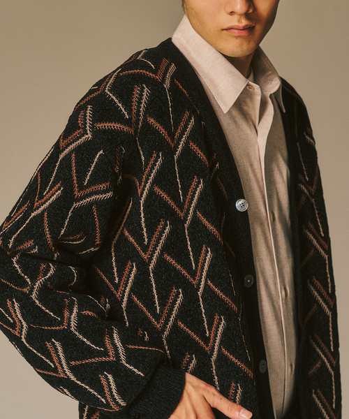 417 EDIFICE（フォーワンセブンエディフィス）の「モールパターンカーディガン（カーディガン/ボレロ・メンズ・ブラック/ホワイト/ベージュ・MEDIUM/LARGE）」の12枚目の写真