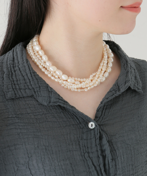 JUNCO Paris（ジュンコパリ）の「《追加2》Junco Paris ジュンコパリ 別注 5連淡水パールネックレス COL23HVM02（ネックレス・レディース・ホワイト・FREE）」の2枚目の写真