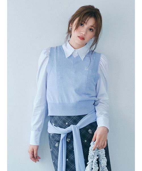 FURFUR(ファーファー)の「コンパクトパフスリーブシャツ(シャツ/ブラウス・レディース・ブルー/ピンク/ホワイト・F)」の2枚目の写真