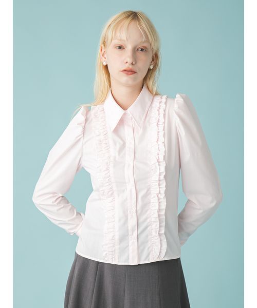 FURFUR(ファーファー)の「コンパクトパフスリーブシャツ(シャツ/ブラウス・レディース・ブルー/ピンク/ホワイト・F)」の3枚目の写真